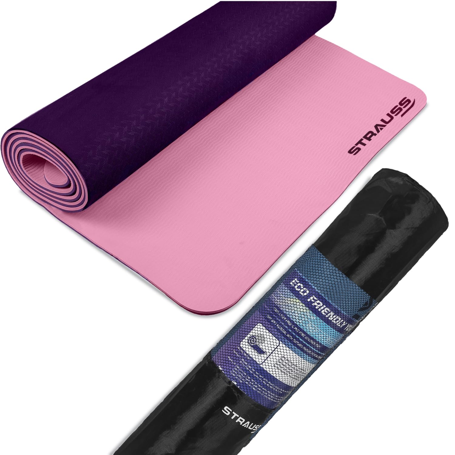 TPE Dual Layer Yoga Mat| Exercise Mat for Yoga,Pilates & Gym| Lightweight & Eco-Friendly Material | Yoga Mat for Women and Men |Ideal for Home Gym Workout |Includes Carry Bag | 6MM,(Pink)