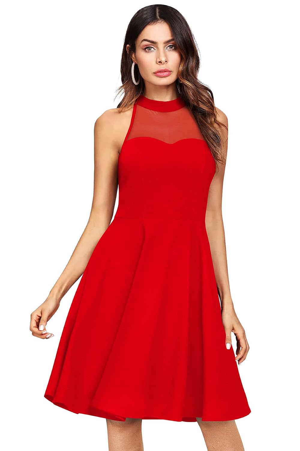 Women's A-LINE MESH Knee Length Dress