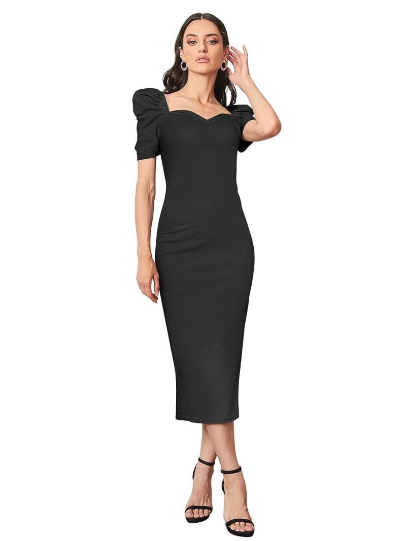 Women's MIDI Puff Bodycon Dress - image 1 of 1