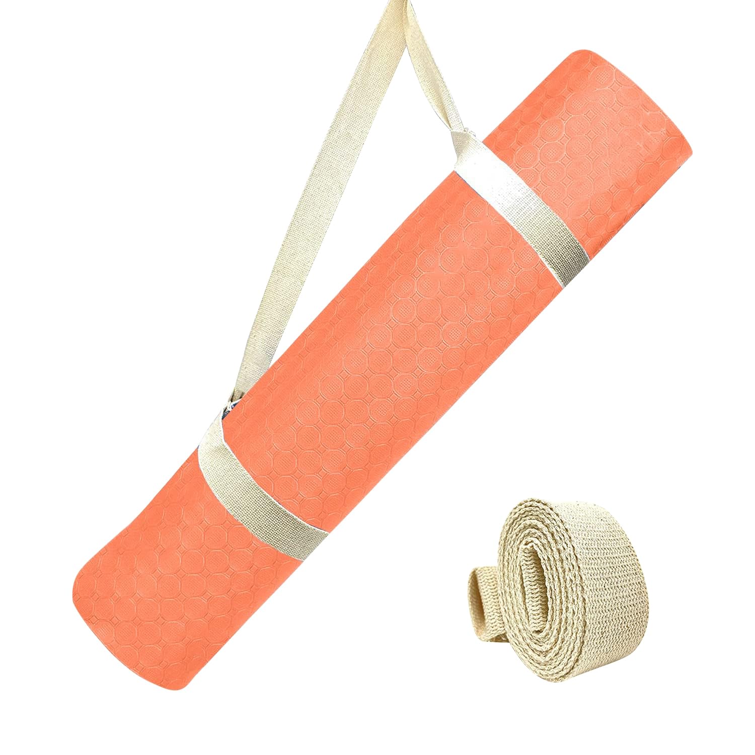 TPE Yoga Mat | Exercise Mat For Home Workout, Gym and Yoga Sessions | Anti Slip Gym Mat | Workout Mat For Men, Women and Kids | Yoga Mat With Carry Strap | Thickness: 4MM,(Orange)