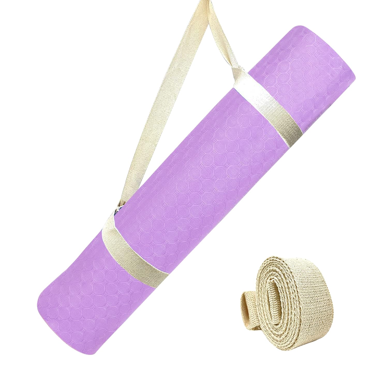 TPE Yoga Mat | Exercise Mat For Home Workout, Gym and Yoga Sessions | Anti Slip Gym Mat | Workout Mat For Men, Women and Kids | Yoga Mat With Carry Strap | Thickness: 6MM,(Purple)