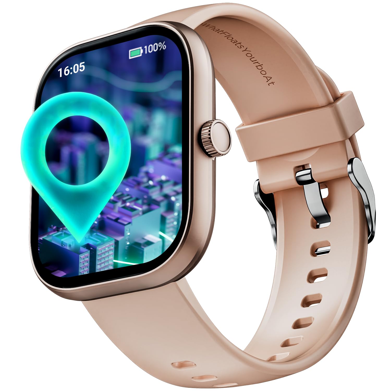 Wave Sigma 3 w/Turn-by-Turn Navigation, 2.01" (5.1 cm) HD Display, Bluetooth Calling, Crest+ OS, QR Tray, Watch Face Studio, Coins, Emergency SOS Smart Watch for Men & Women(Cherry Blossom)