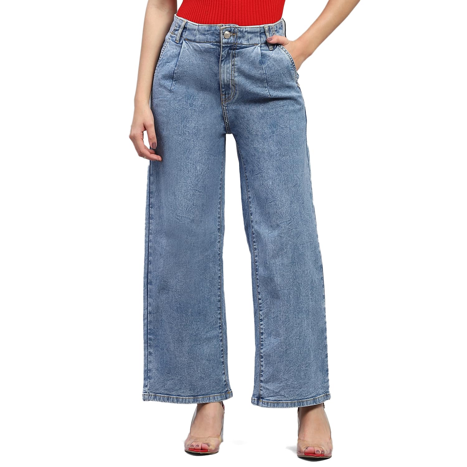 Womens Solid Wide Leg Jeans (2240811205DN) - image 1 of 1