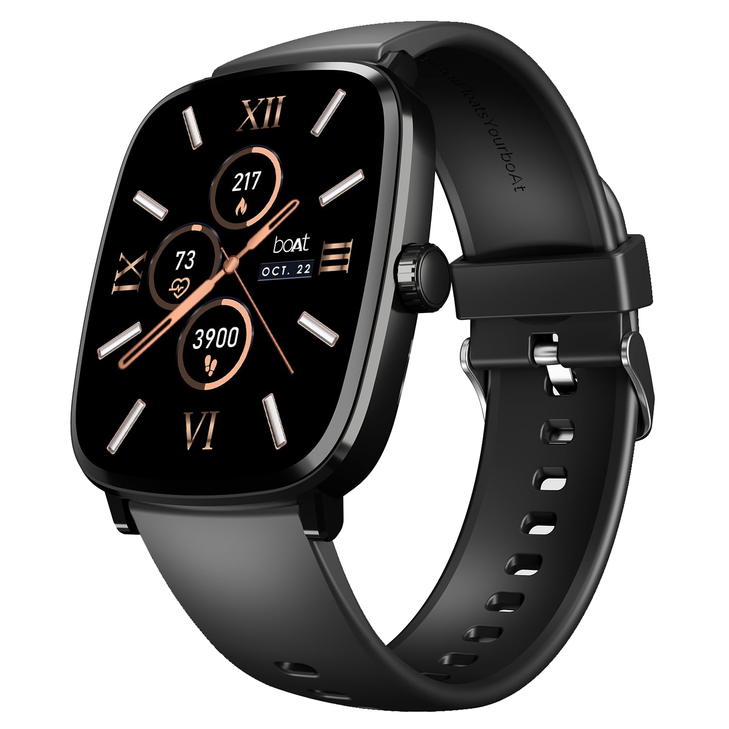 Ultima Regal w/ 2.01”(5.10 cm) Crystal-Clear AMOLED Display, 1000 NITS Brightness,Premium Metal Body, Functional Crown, 100+ Sports Modes, Fitness Smart Watch for Men & Women (Active Black)