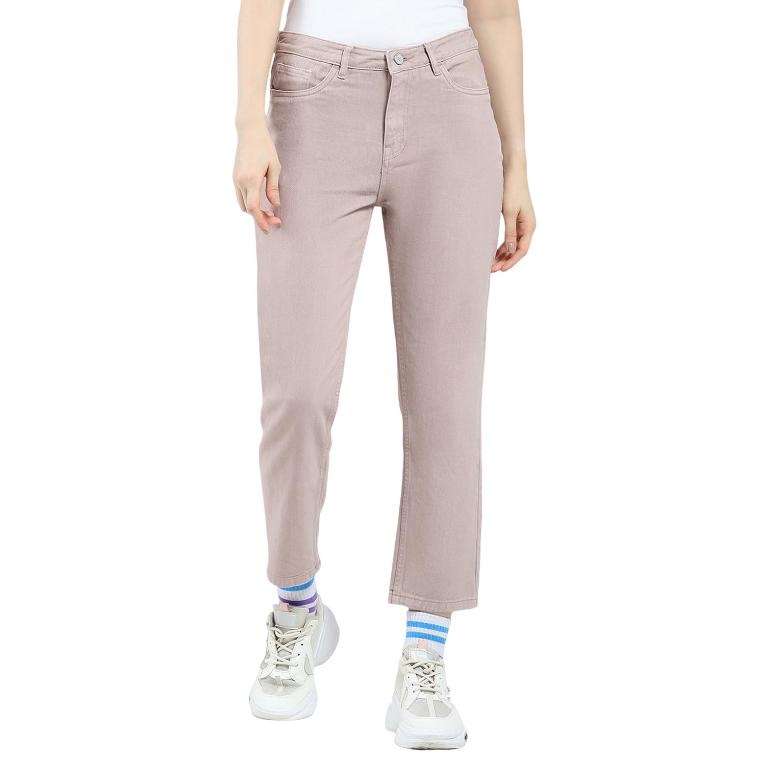 Women Slim Fit Denim Jeans | Solid Pattern | Button Closure | Stylish Mid-Rise Jeans for Women's
