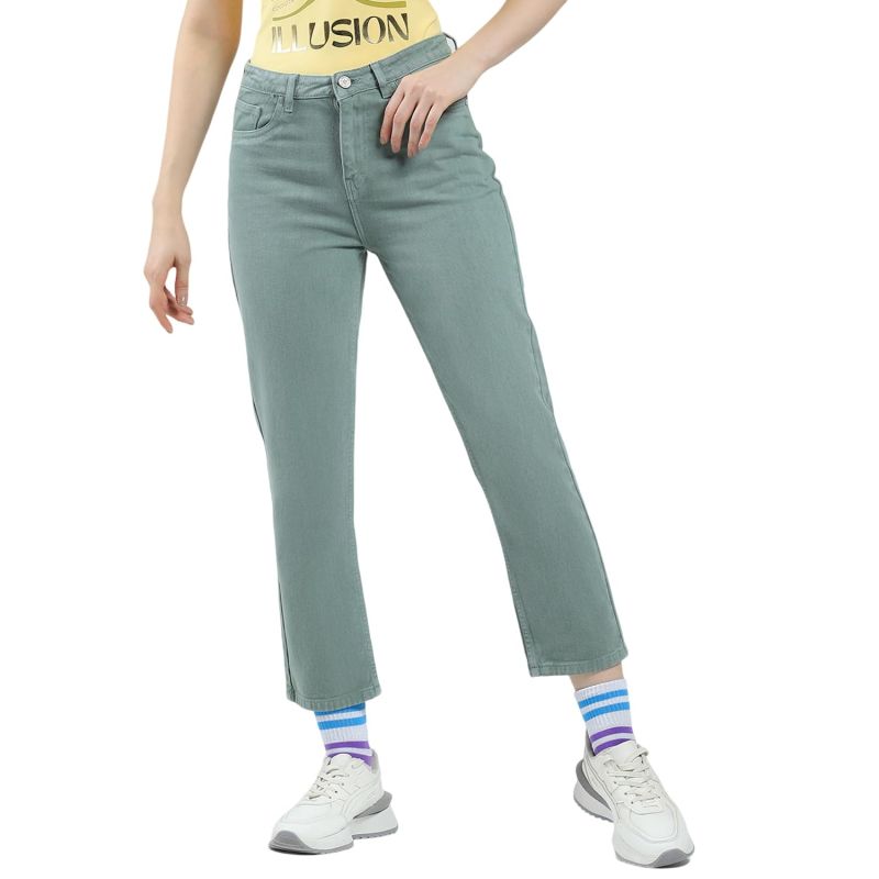 Women Slim Fit Denim Jeans | Solid Pattern | Button Closure | Stylish Mid-Rise Jeans for Women's - image 1 of 1