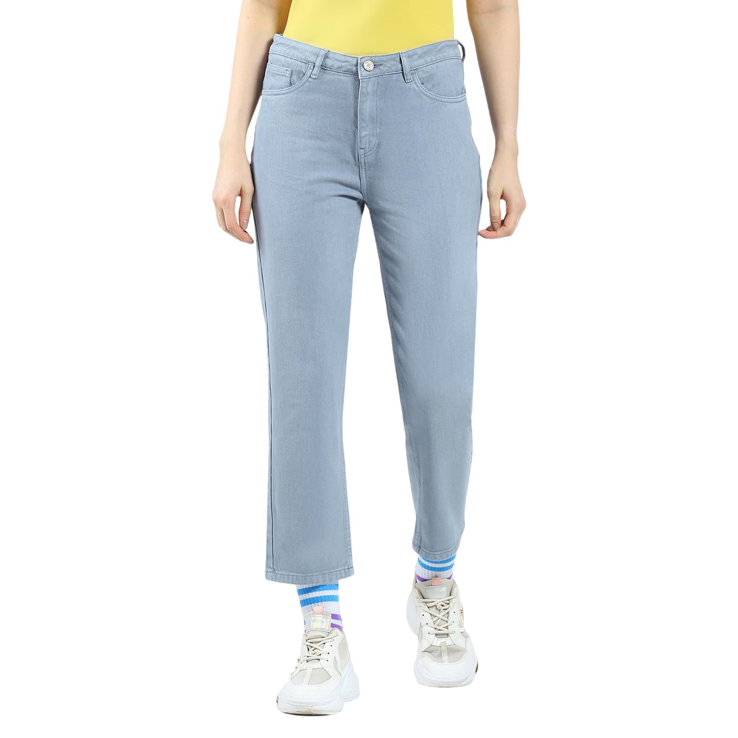Women Slim Fit Denim Jeans | Solid Pattern | Button Closure | Stylish Mid-Rise Jeans for Women's Blue 26 (Pack of_1) - image 1 of 1