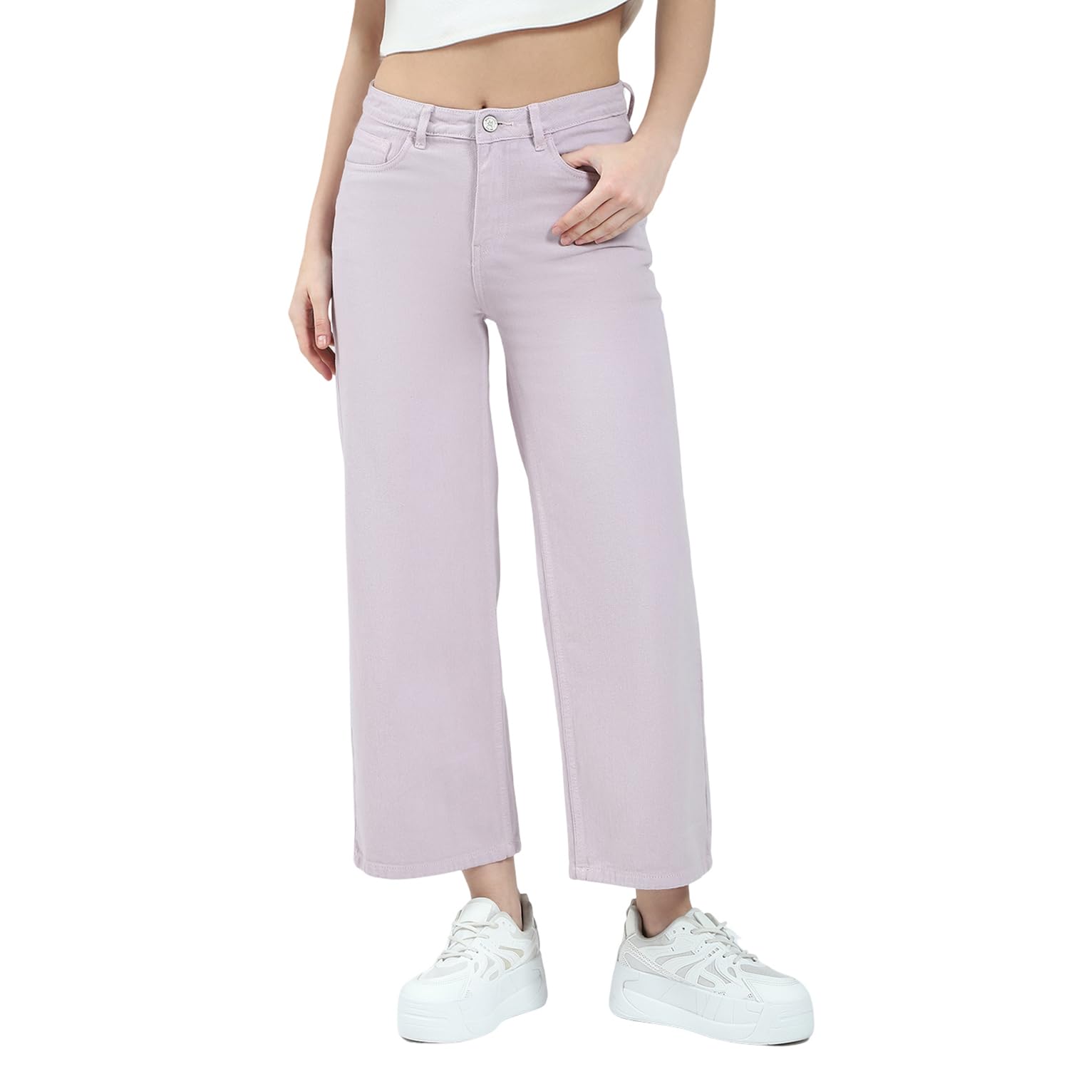 Women Straight Fit Denim Jeans | Solid Pattern | Button Closure | Stylish Mid-Rise Jeans for Women's - image 1 of 1