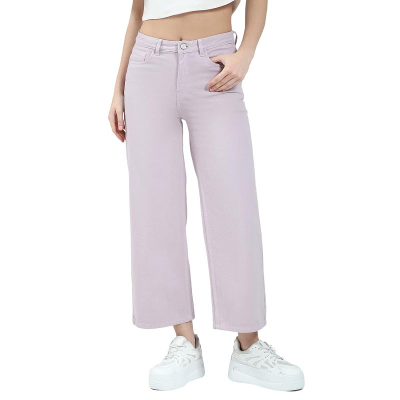 Women Straight Fit Denim Jeans | Solid Pattern | Button Closure | Stylish Mid-Rise Jeans for Women's - image 1 of 1