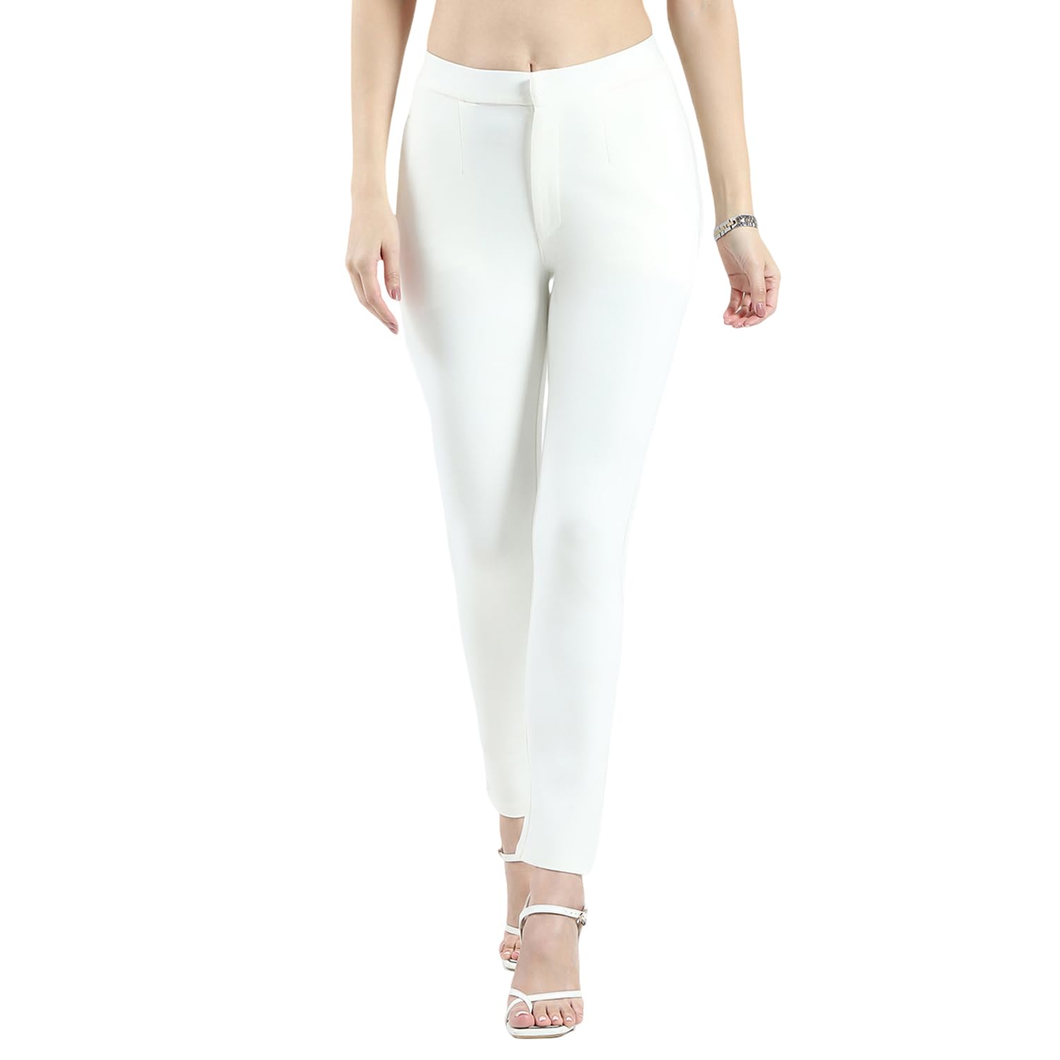 Women's Solid Regular Fit Jegging | Button Closure | Side Pockets | High Waist Yoga Pant |Stylish & Comfortable Stretch Pants for Women's