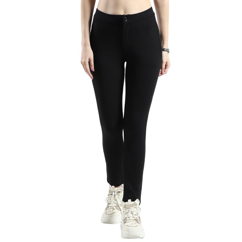 Women's Solid Regular Fit Jegging | Button Closure | Side Pockets | High Waist Yoga Pant |Stylish & Comfortable Stretch Pants for Women's - image 1 of 1