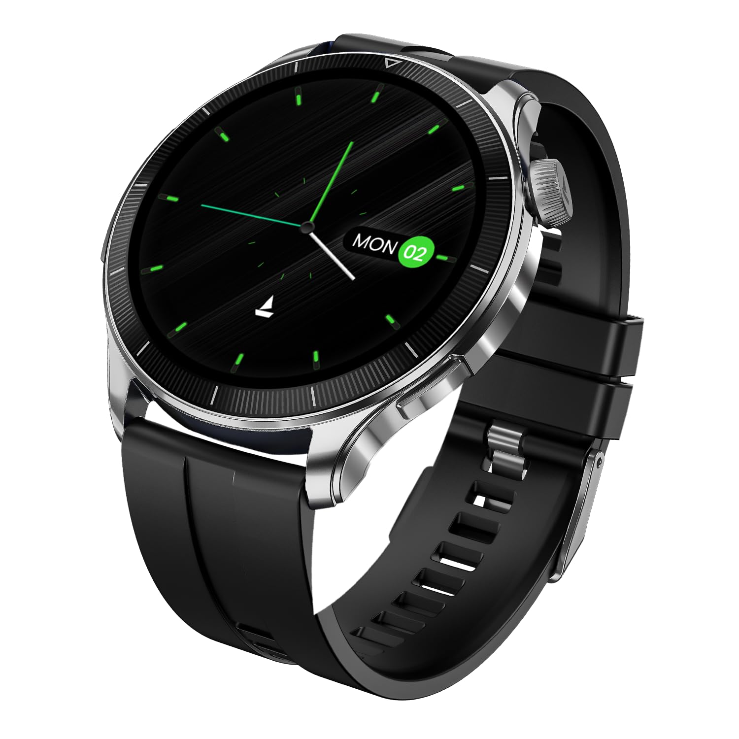 Chrome Eon, Premium Metal Body, 1.43” (3.63 cm) AMOLED Round Display, AI Coach Health Insights, Advanced S1 Processor, Auto Heart Rate, HRV, VO2 Max, Smart Watch for Men & Women (Sterling Black)