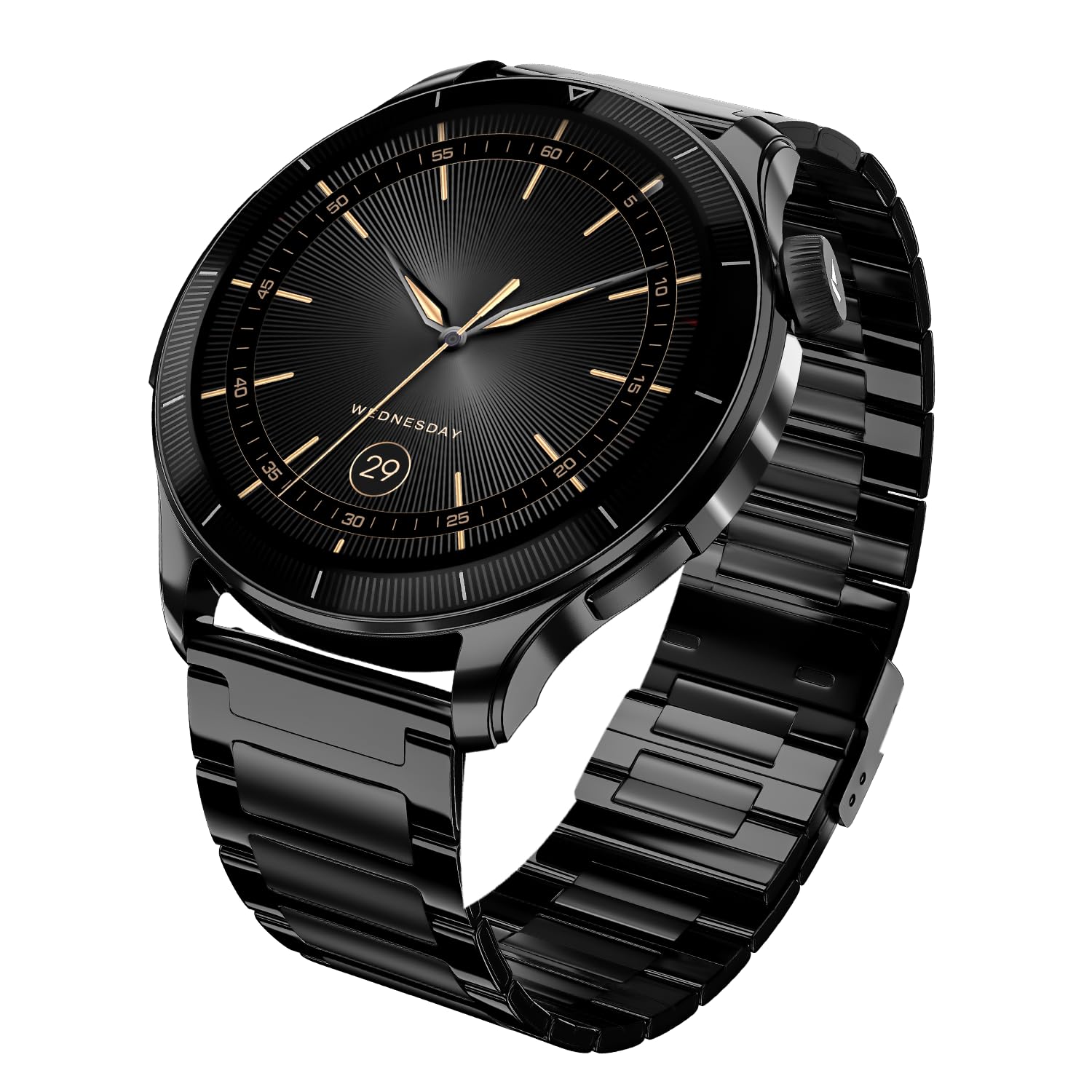 Chrome Eon, Premium Metal Body, 1.43” (3.63 cm) AMOLED Round Display, AI Coach Health Insights, Advanced S1 Processor, Auto Heart Rate, HRV, VO2 Max, Smart Watch for Men & Women (Steel Black)