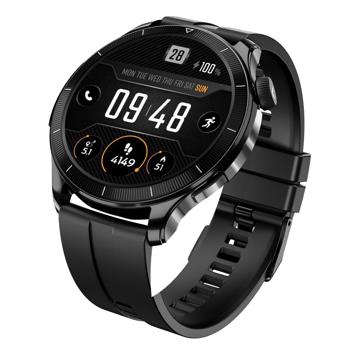 Chrome Eon, Premium Metal Body, 1.43” (3.63 cm) AMOLED Round Display, AI Coach Health Insights, Advanced S1 Processor, Auto Heart Rate, HRV, VO2 Max, Smart Watch for Men & Women (Active Black)