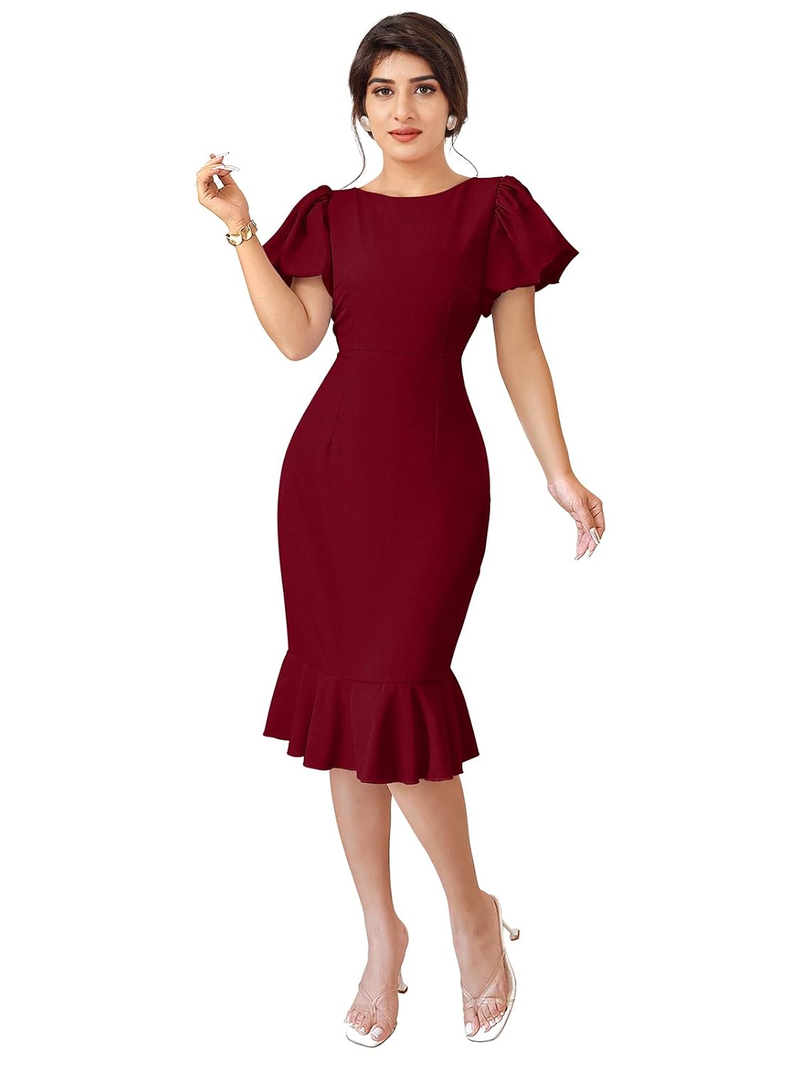 Women's Puff Sleeve Bodycon Dress