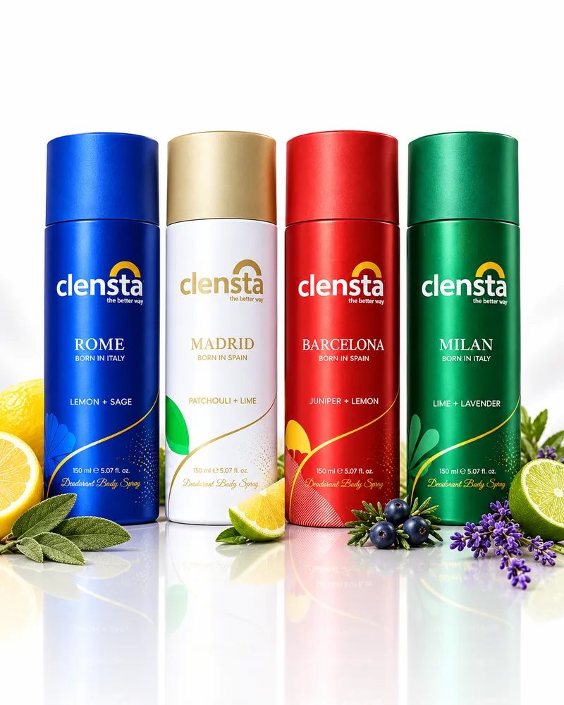 Clensta Premium Deodorant Men's Combo Pack (Milan, Rome, Madrid & Barcelona) - Spray (150 ml)
