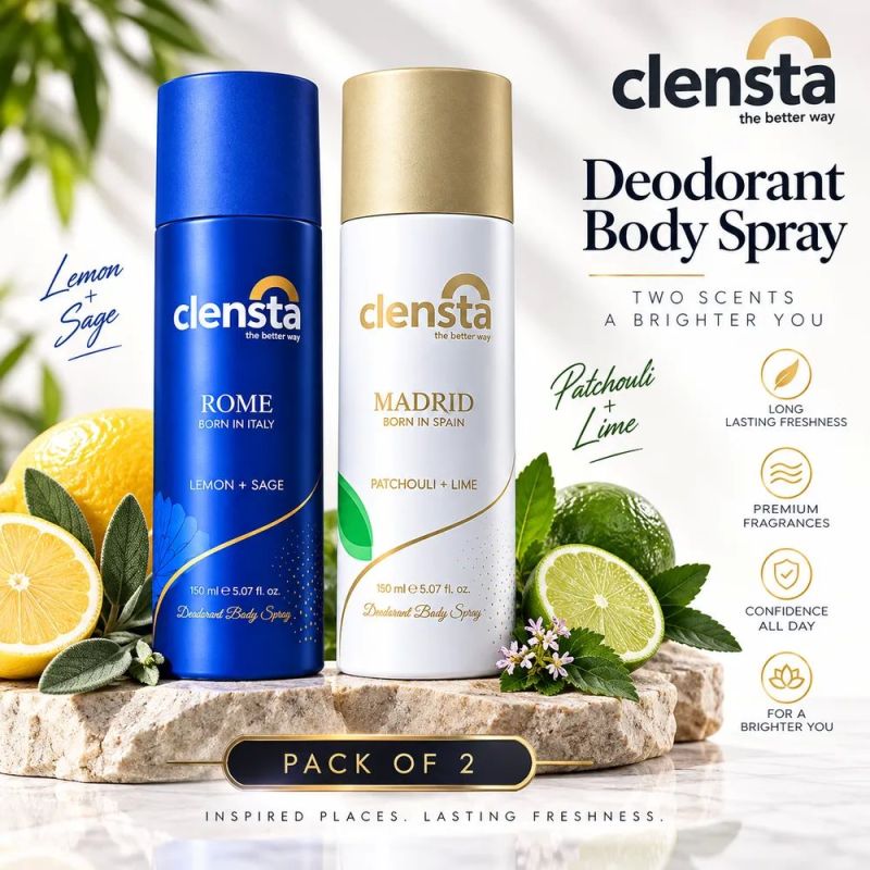 Men’s Deodorant Body Spray Combo Pack (2 x 150ml) – 24-Hour Odor Protection & Quick-Dry Body Spray for Men, Fresh Rome and Madrid Fragrance - Spray (150 ml) - image 1 of 6