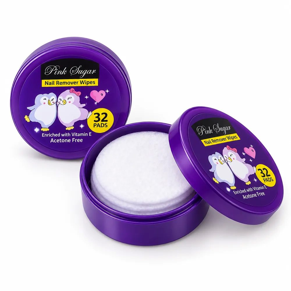 Acetone-Free Nail Polish Remover Wipes with Vitamin E – Nourishing Pre-Soaked Cotton Pads in Travel-Friendly Tub