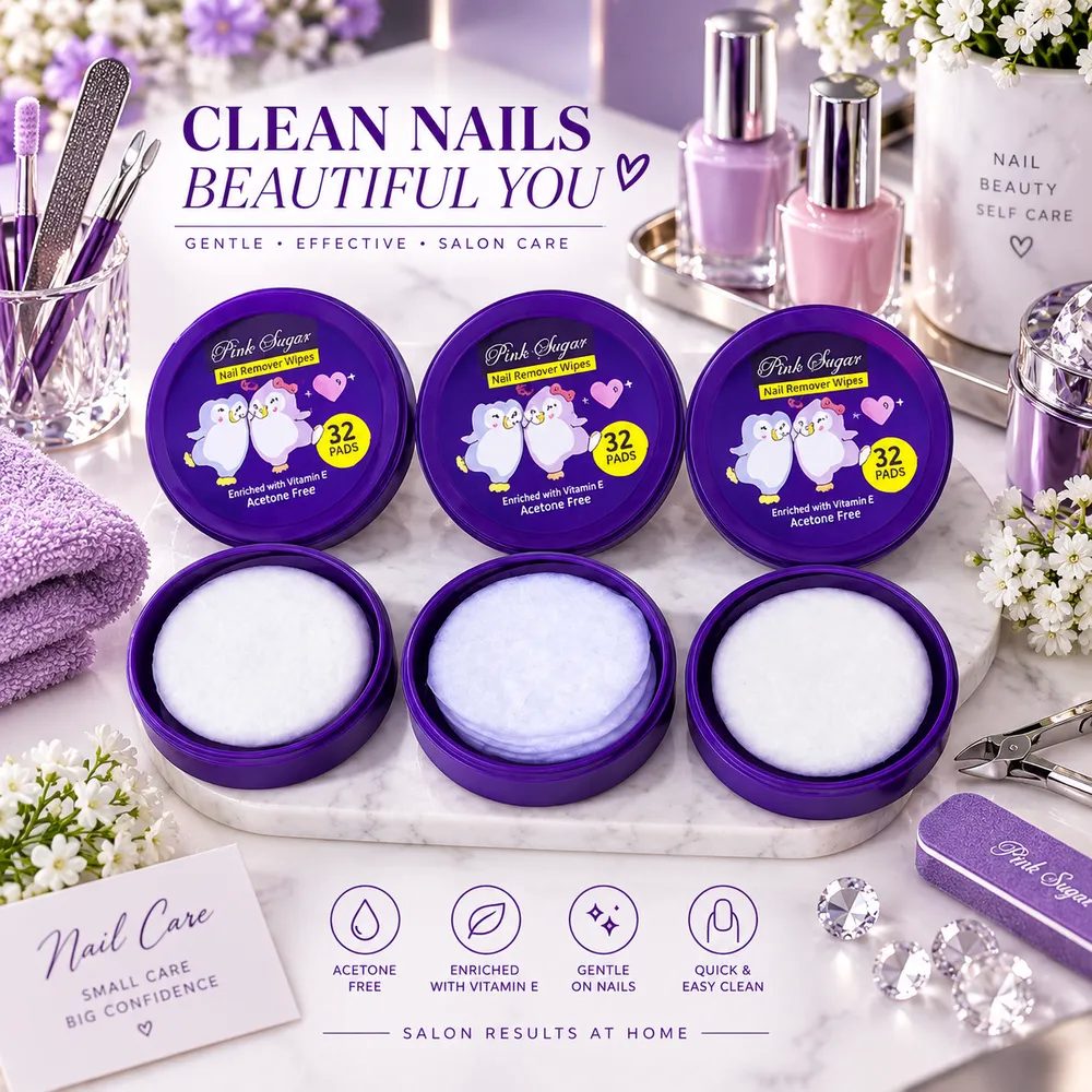 Acetone-Free Nail Polish Remover Wipes with Vitamin E – Nourishing Pre-Soaked Cotton Pads in Travel-Friendly Tub thumbnail 3