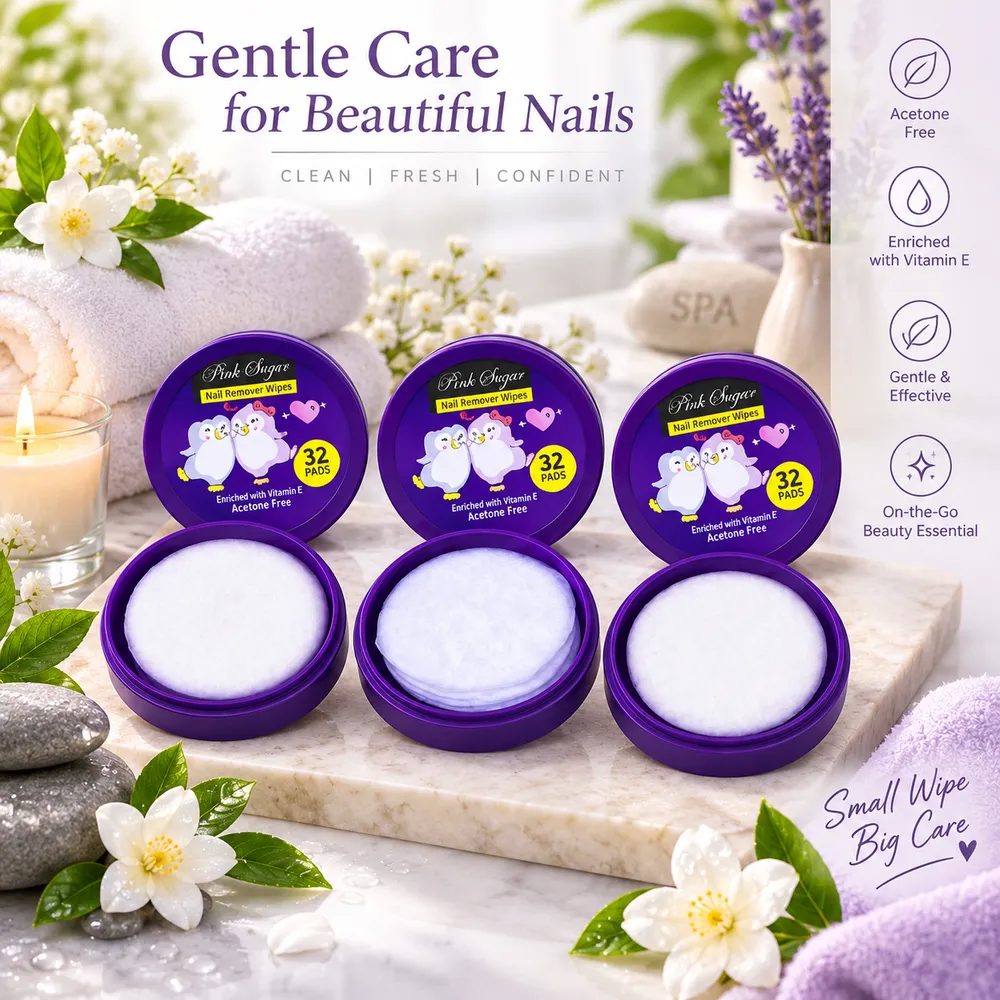 Acetone-Free Nail Polish Remover Wipes with Vitamin E – Nourishing Pre-Soaked Cotton Pads in Travel-Friendly Tub thumbnail 5
