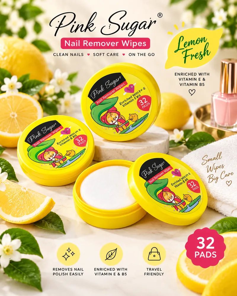 Lemon Fresh Acetone-Free Nail Polish Remover Wipes (32 Pads) – Vitamin E Citrus Infused Cotton Pads in Travel Tub thumbnail 3