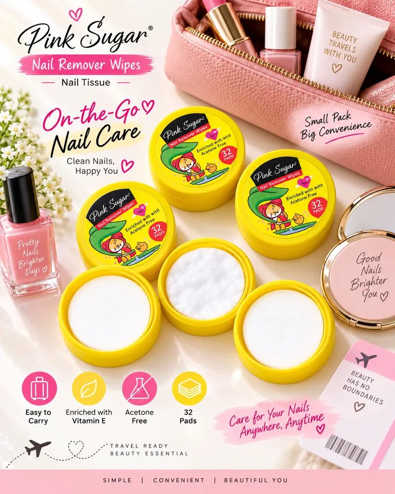 Lemon Fresh Acetone-Free Nail Polish Remover Wipes (32 Pads) – Vitamin E Citrus Infused Cotton Pads in Travel Tub thumbnail 6