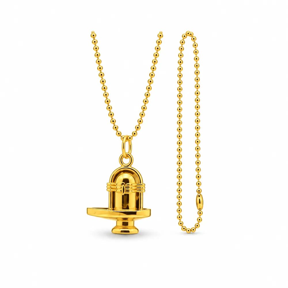 Elleva Shiva Lingam Pendant Locket with Ball Chain for Men & Women
