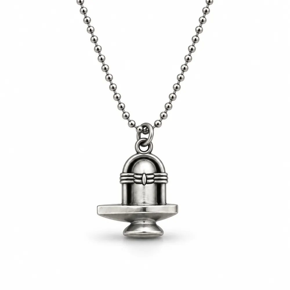 Elleva Shiva Lingam Pendant Locket with Ball Chain for Men & Women