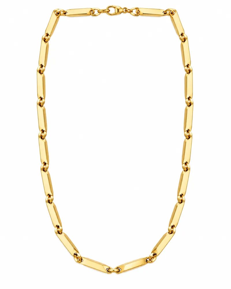 Gold Plated Sleek Bar and Link Neck Chain for Men & Women with Gift Box Packing