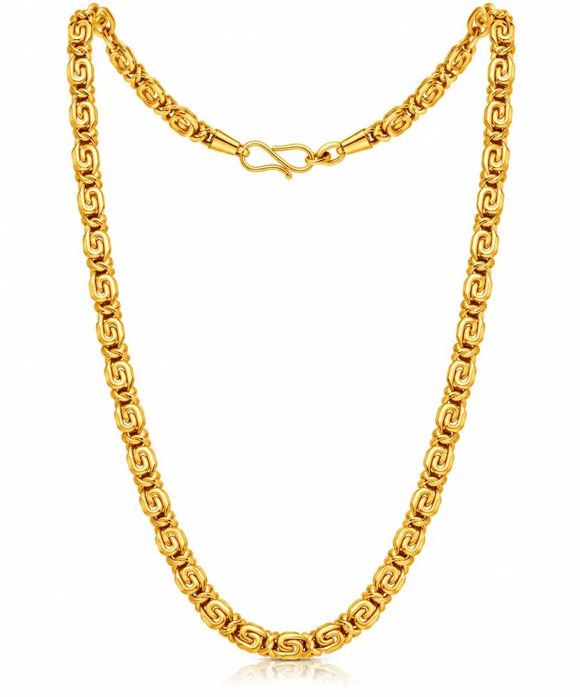 Gold Plated Ornate Interlocking Link Neck Chain for Men & Women with Gift Box Packing