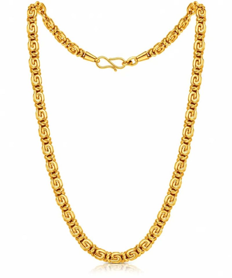 Gold Plated Ornate Interlocking Link Neck Chain for Men & Women with Gift Box Packing - image 1 of 4