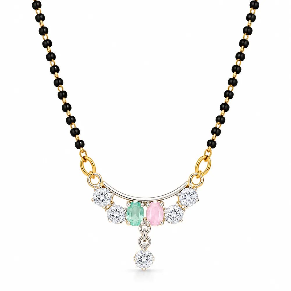 Silver Plated Classic Multi Color CZ Stone Mangalsutra with Gift Box Packing for Women