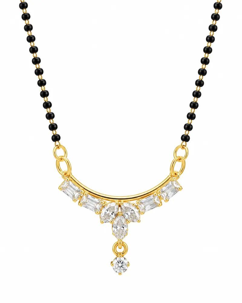 Gold Plated Elegant White American Diamond Mangalsutra with Gift Box Packing for Women - image 1 of 6