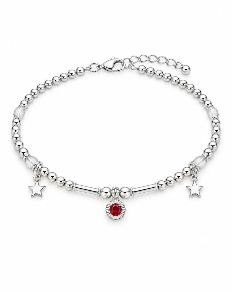 Silver Plated Textured Bead Anklet Payal Set with Tiny Hanging Ghungroos
