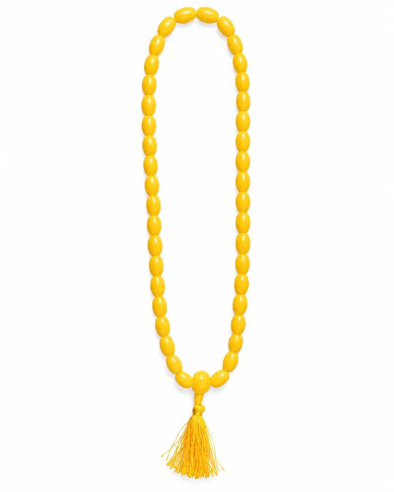 Sunny Yellow Round Beaded Long Mala Necklace with Gift Box