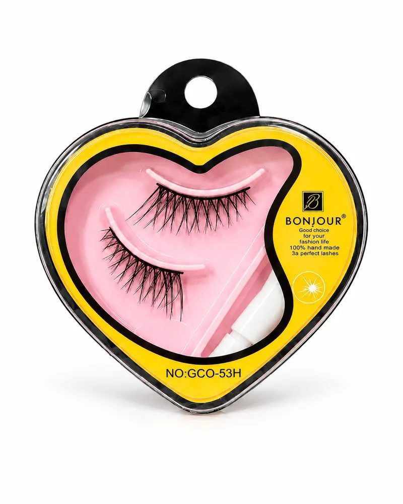 Professional False Eyelashes Set with Adhesive Glue – Synthetic Faux Mink Lashes, 1 Pair, Model GCO-53H - image 1 of 5