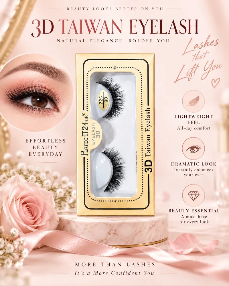 3D Taiwan False Eyelashes Set – Multi-Layered Synthetic Lashes, 1 Pair, Model 720-20 thumbnail 4