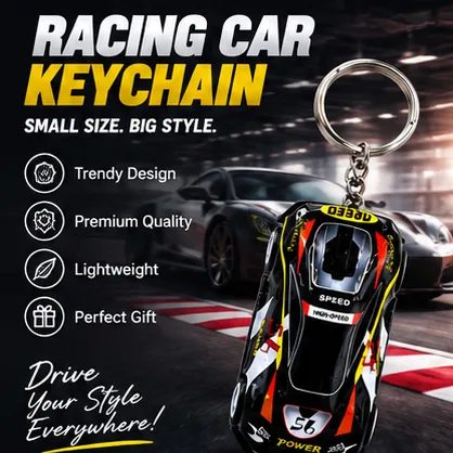Plastic Sports Racing Car Toy Keychain with Metal Keyring – Miniature Supercar Key Ring for Bike Keys, Car Keys & Bags thumbnail 4