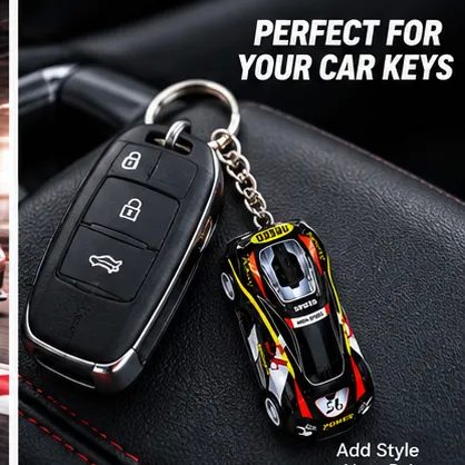 Plastic Sports Racing Car Toy Keychain with Metal Keyring – Miniature Supercar Key Ring for Bike Keys, Car Keys & Bags thumbnail 5