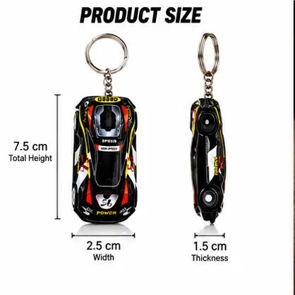 Plastic Sports Racing Car Toy Keychain with Metal Keyring – Miniature Supercar Key Ring for Bike Keys, Car Keys & Bags thumbnail 3
