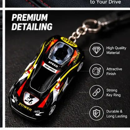 Plastic Sports Racing Car Toy Keychain with Metal Keyring – Miniature Supercar Key Ring for Bike Keys, Car Keys & Bags thumbnail 7