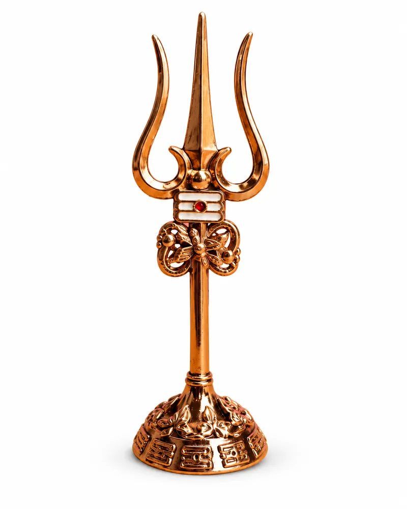 Metal Lord Shiva Trishul with Damru and Stand – 20cm Decorative Trident for Home Temple, Puja Room & Office - image 1 of 6